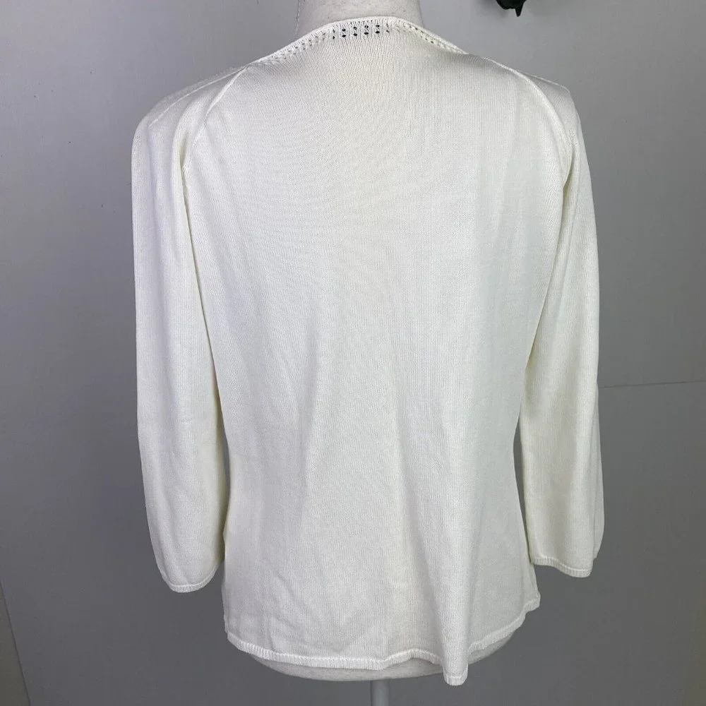 Chelsea Design Size M White Knit Cardigan - Picture 6 of 8
